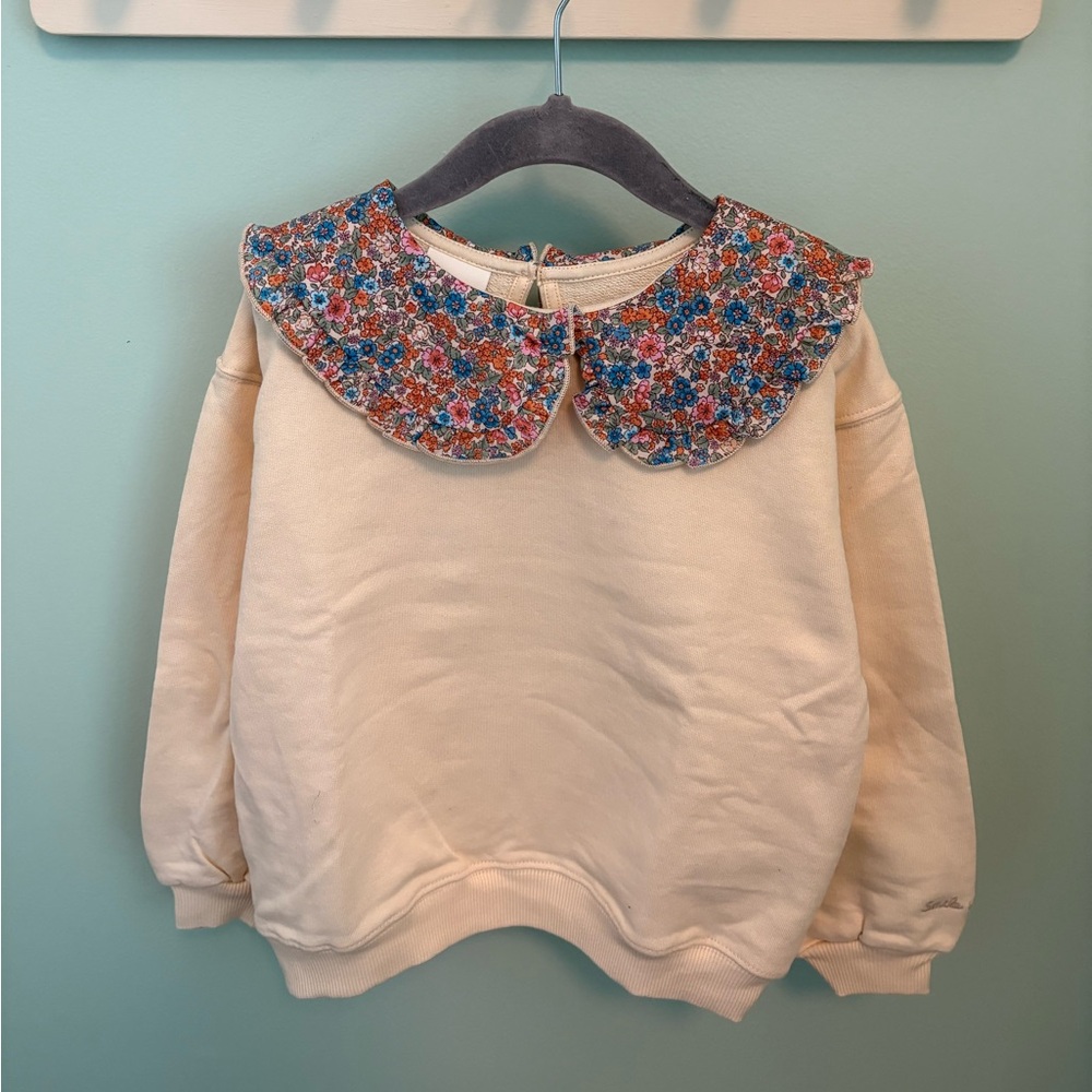 ZARA CONTRAST COLLAR FLORAL SWEATSHIRT - Picture 2 of 7